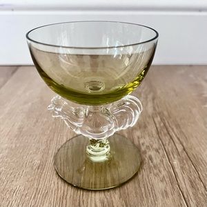 Morgantown Chanticleer‎ Green Rooster Cocktail Goblet Cordial Glass 4” RETIRED